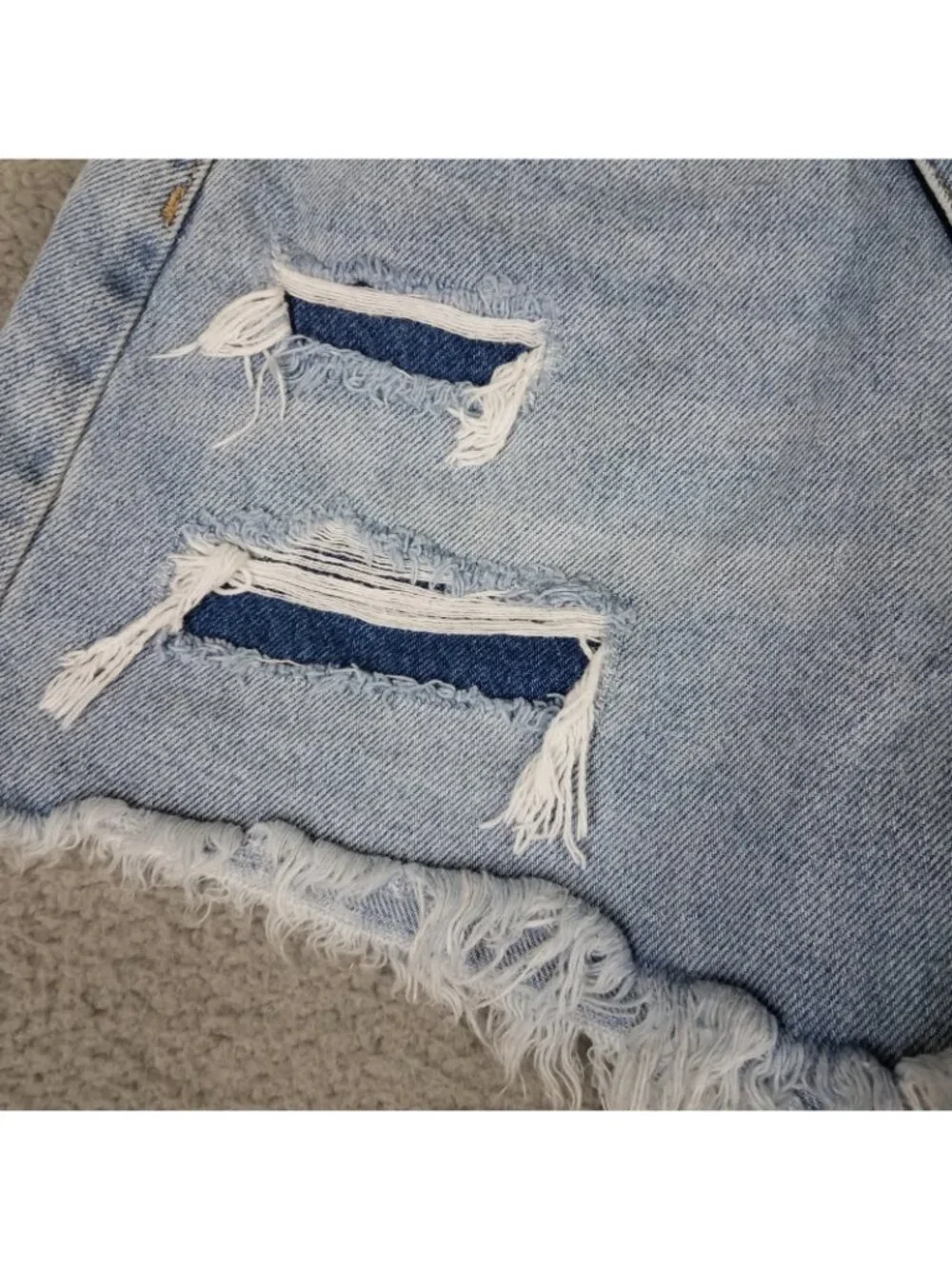 Kancan Hailey Cross Over Jean Shorts Women's Large High Rise Cut-Offs 2.5